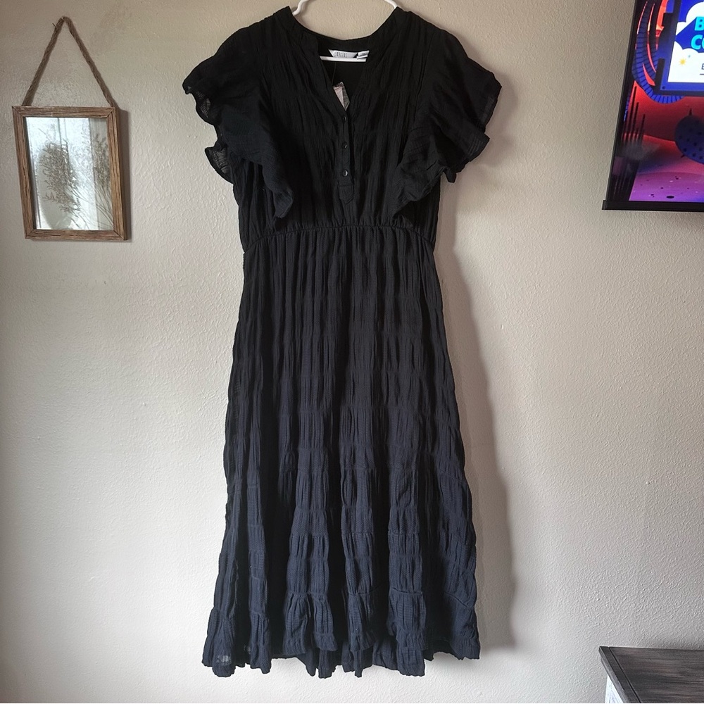 Kaktus Black Ruffled Maxi Dress Size Medium NWT